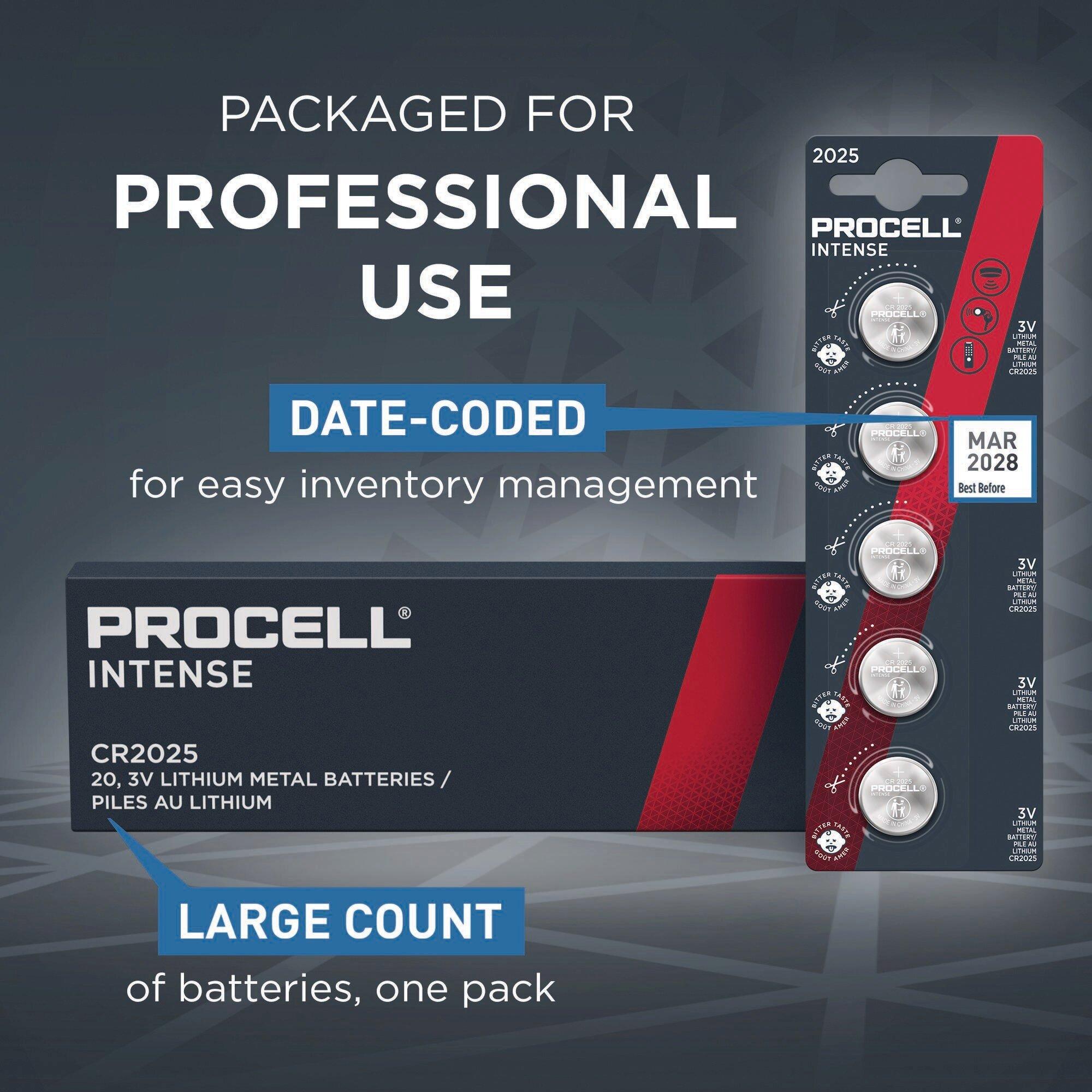 Lithium Coin Intense 2025 Batteries, 3V, 10-year Shelf Life, Tearstrip Pack of 5 