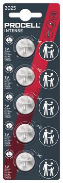 Lithium Coin Intense 2025 Batteries, 3V, 10-year Shelf Life, Tearstrip Pack of 5 