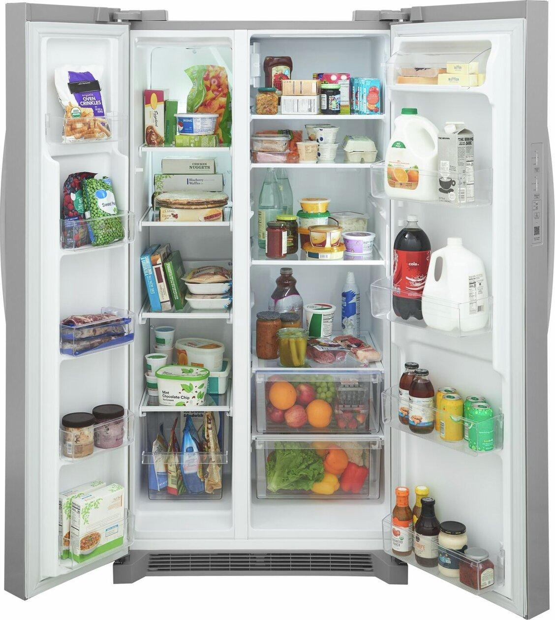 36-1/2"W 26 Cu Ft  Side by Side Garage Ready Refrigerator in Stainless Steel 