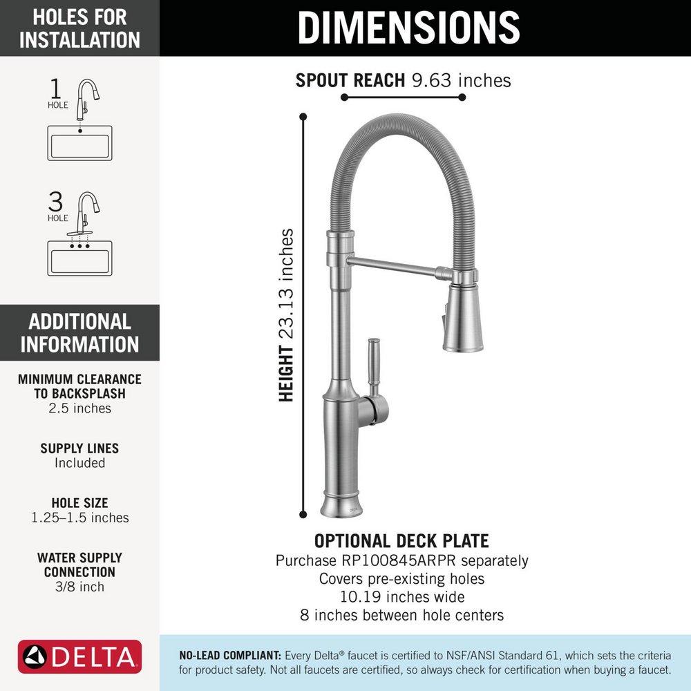 SINGLE-HANDLE PULL-DOWN SPRING KITCHEN FAUCET IN LUMICOAT ARCTIC STAINLESS 