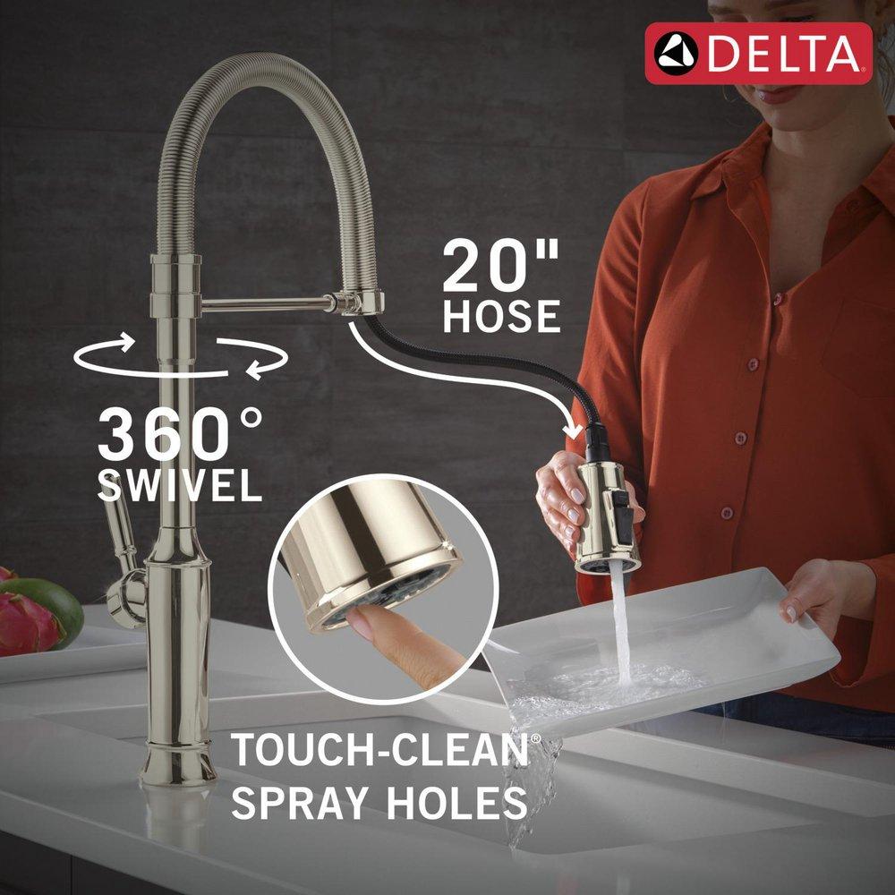 SINGLE-HANDLE PULL-DOWN SPRING KITCHEN FAUCET IN LUMICOAT POLISHED NICKEL 