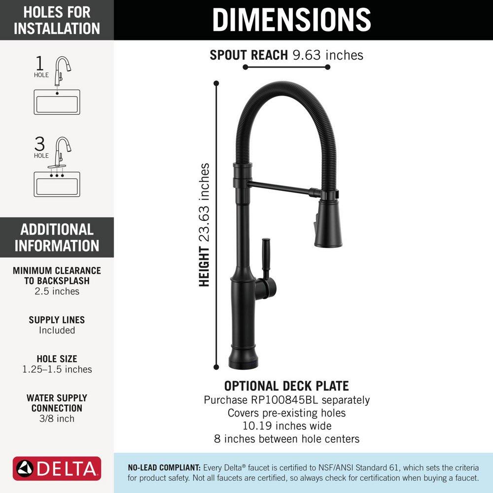 TOUCH2O TECHNOLOGY KITCHEN FAUCET WITH TOUCHLESS TECHNOLOGY IN MATTE BLACK 