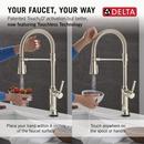 TOUCH2O TECHNOLOGY KITCHEN FAUCET WITH TOUCHLESS TECHNOLOGY IN LUMICOAT POLISHED NICKEL 