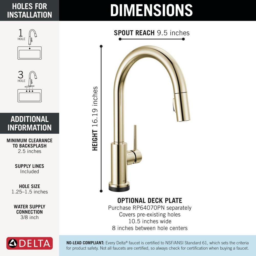 DELTA TRINSIC TOUCH2O TECHNOLOGY KITCHEN FAUCET WITH TOUCHLESS TECHNOLOGY 