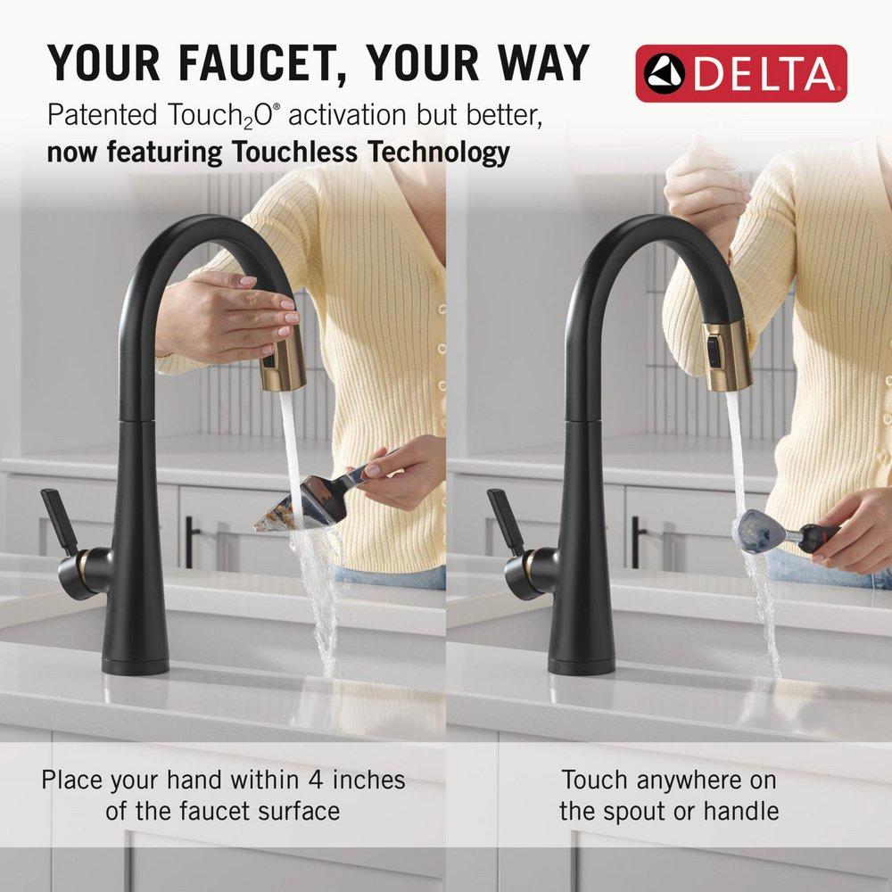 DELTA MONROVIA TOUCH2O TECHNOLOGY KITCHEN FAUCET WITH TOUCHLESS TECHNOLOGY 