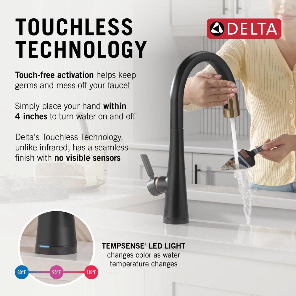 DELTA MONROVIA TOUCH2O TECHNOLOGY KITCHEN FAUCET WITH TOUCHLESS TECHNOLOGY 