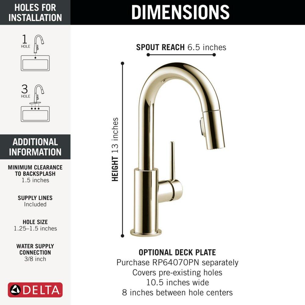 Single Handle Pull Down Bar Faucet in Polished Nickel 