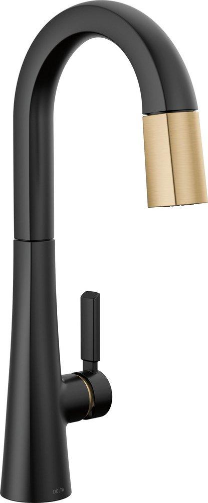 Single Handle Bar Faucet in Matte Black with Champagne Bronze 