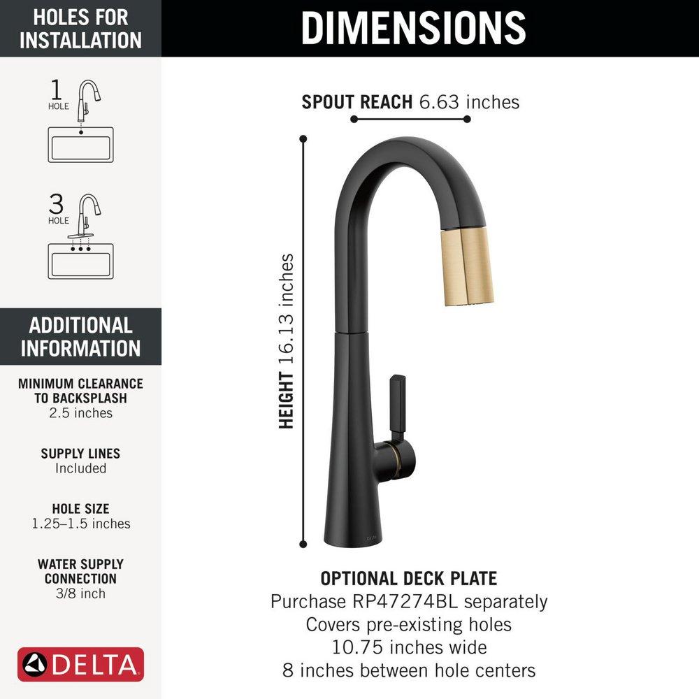 Single Handle Bar Faucet in Matte Black with Champagne Bronze 