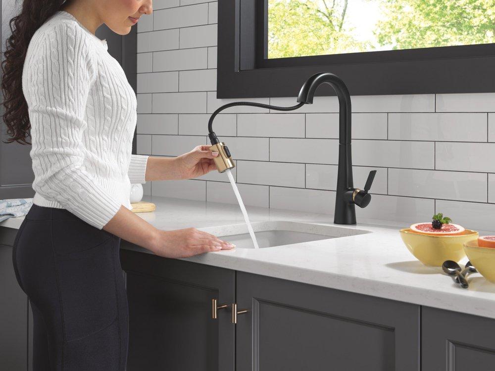 Single Handle Bar Faucet in Matte Black with Champagne Bronze 