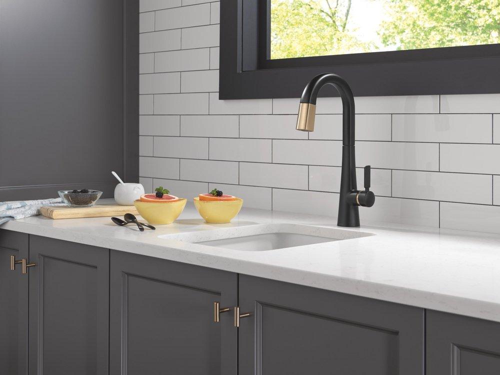 Single Handle Bar Faucet in Matte Black with Champagne Bronze 