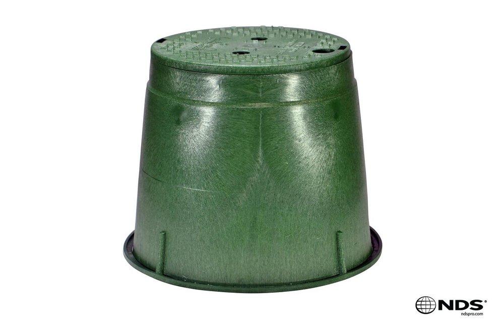 NDS Green Round Valve Box with Irrigation Control Valve Cover 