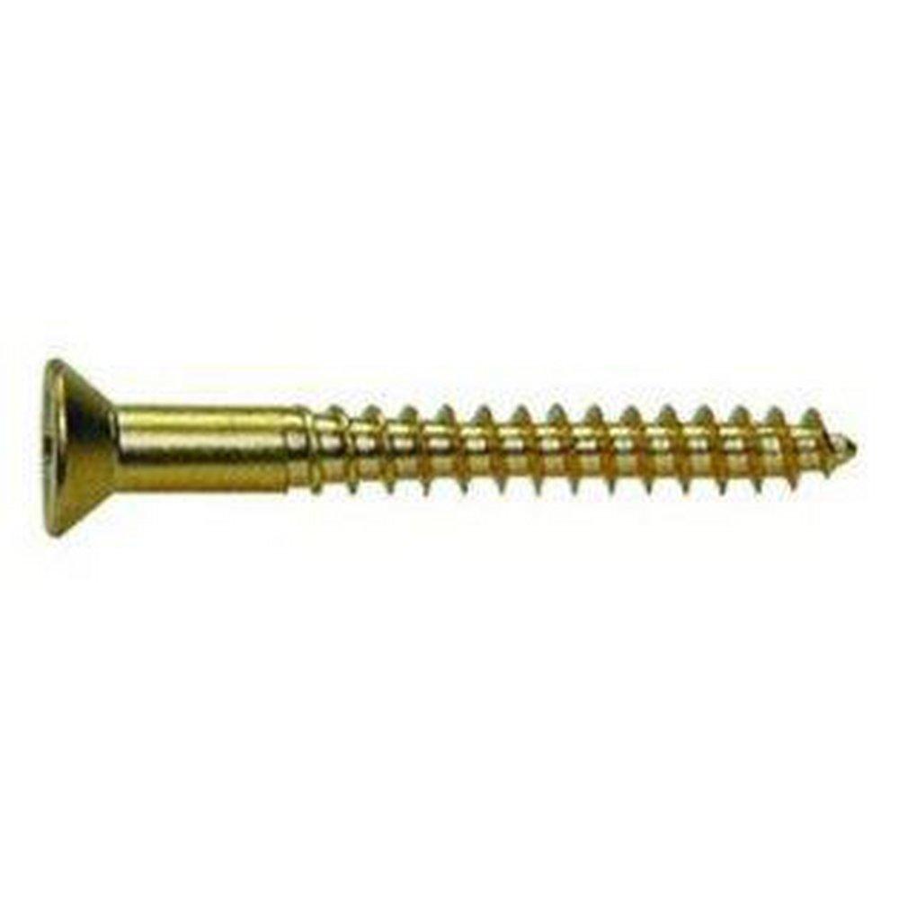 L.H. Dottie 10 in. Brass Flat Wood Screw 