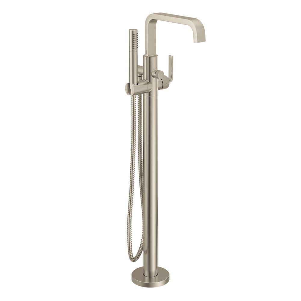 BRUSHED NICKEL ONE-HANDLE TUB FILLER INCLUDES HAND SHOWER 