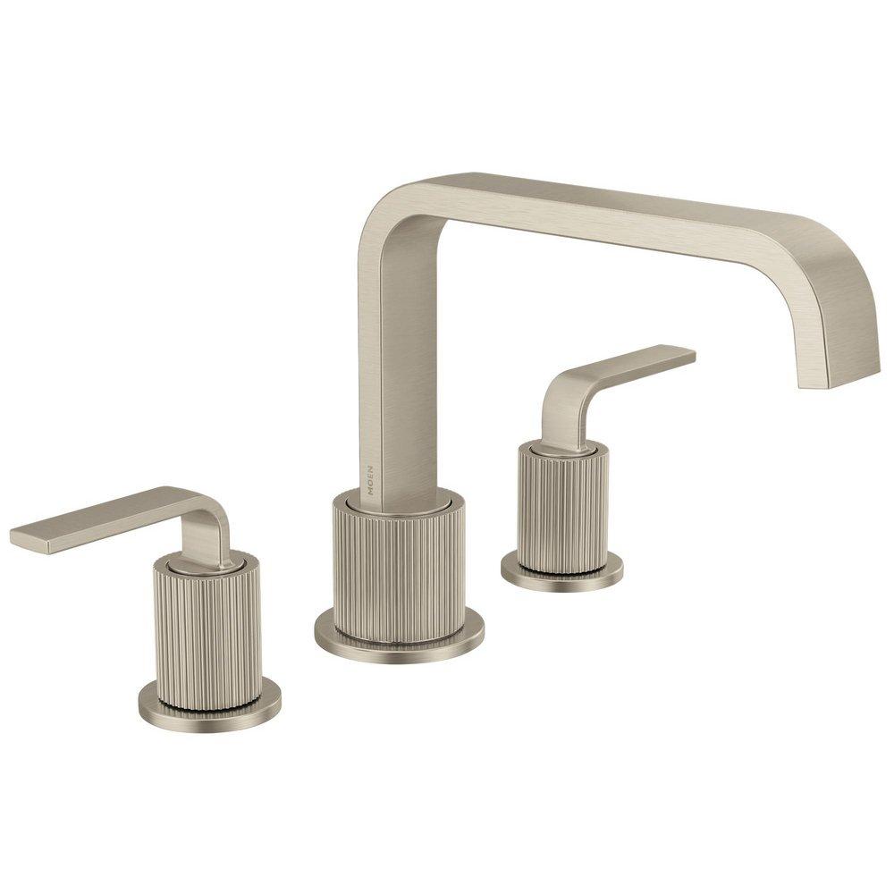 BRUSHED NICKEL TWO-HANDLE HIGH ARC ROMAN TUB FAUCET 