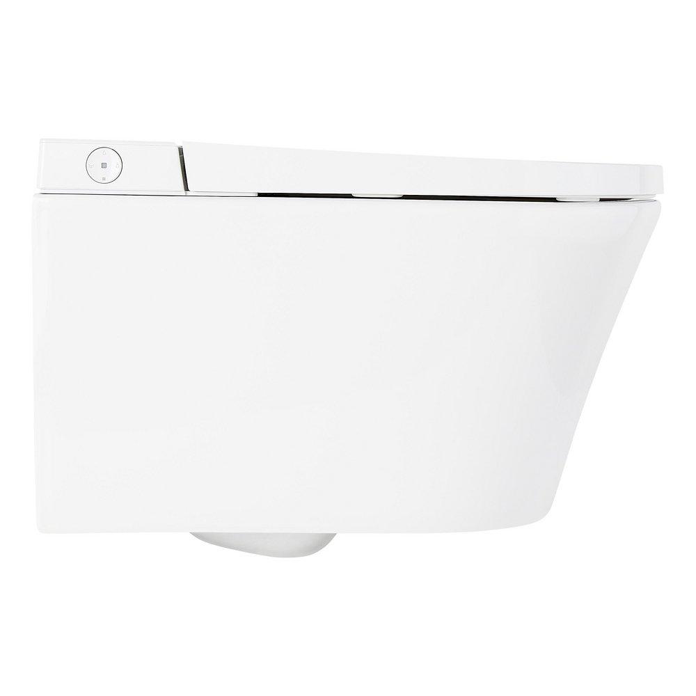 Signature Hardware White GLINDA DUAL-FLUSH WALL-MOUNT ELONGATED SMART TOILET WITH IN-WALL CARRIER 
