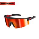 Wrap Around Safety Glasses with Red Mirrored Anti-Scratch Lenses 