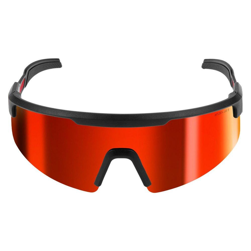 Wrap Around Safety Glasses with Red Mirrored Anti-Scratch Lenses 