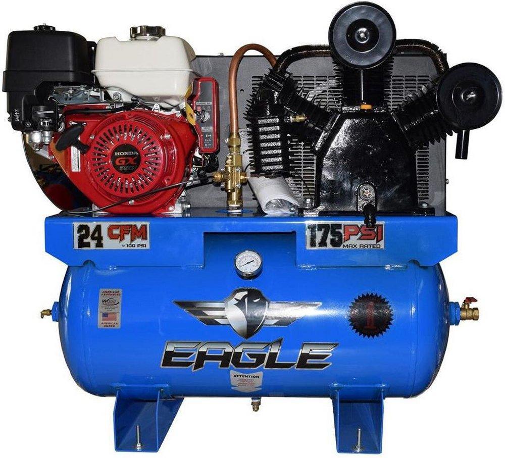 13 HP HONDA ELECTRIC START 24 CFM 100PSI 175PSI MAX TWO STAGE 