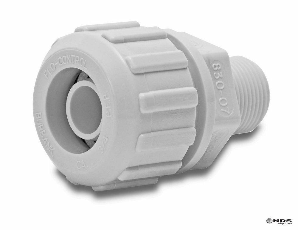 NDS White MPT x IPS Straight SIDR 7 PVC Compression Coupling 