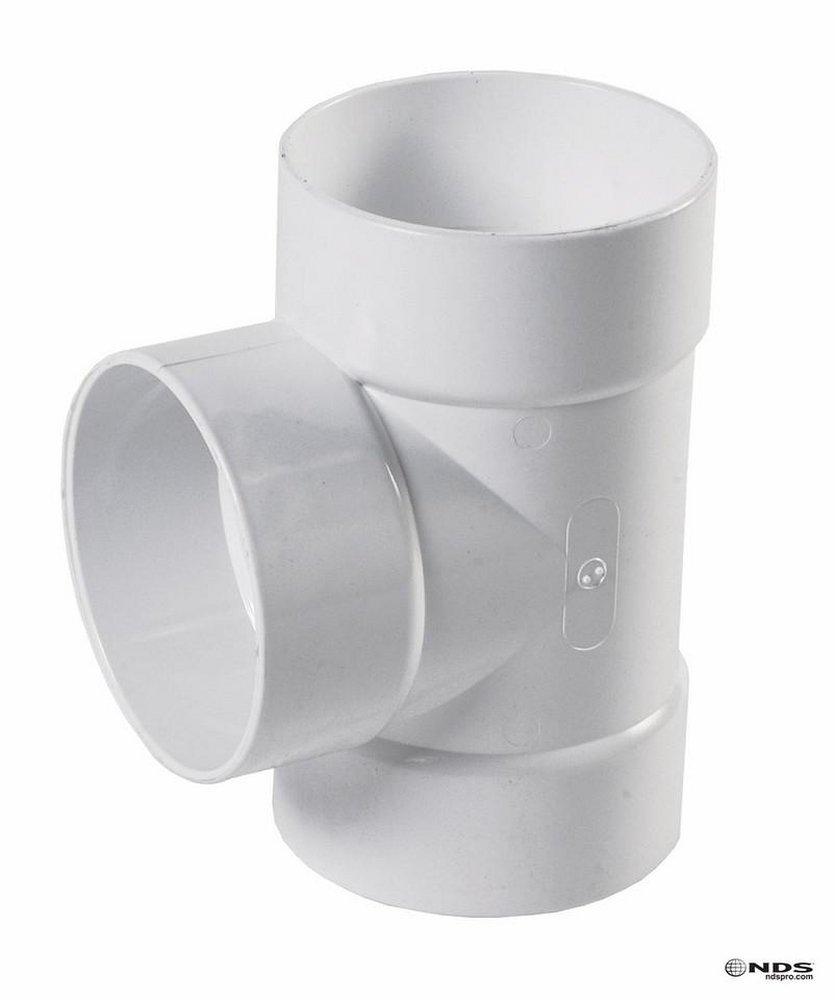NDS White Straight PVC and Styrene Sewer and Drain Tee 