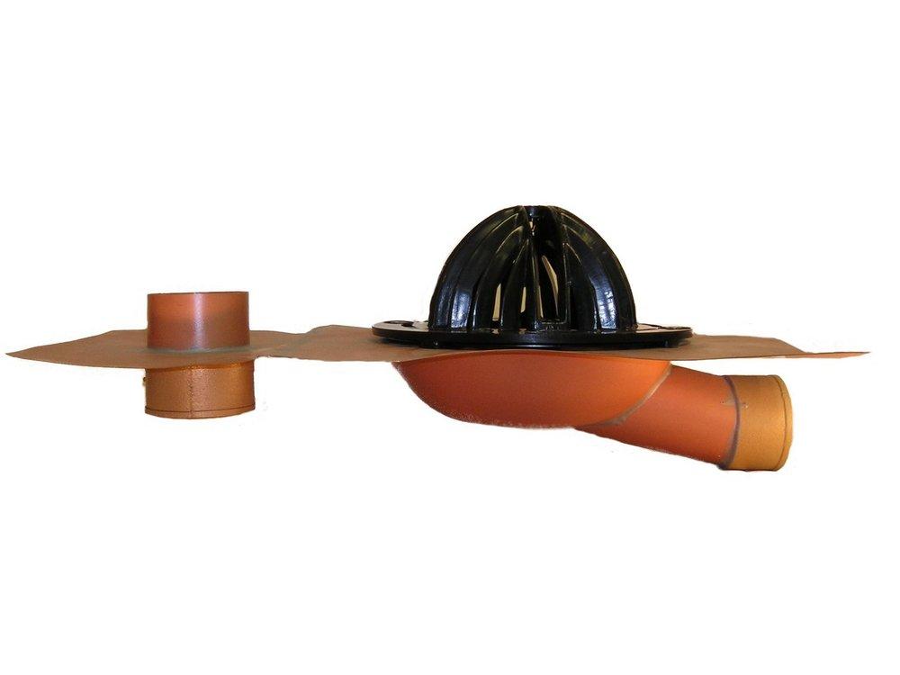 Thunderbird Copper Roof Drain with Overflow Horizontal Outlet 