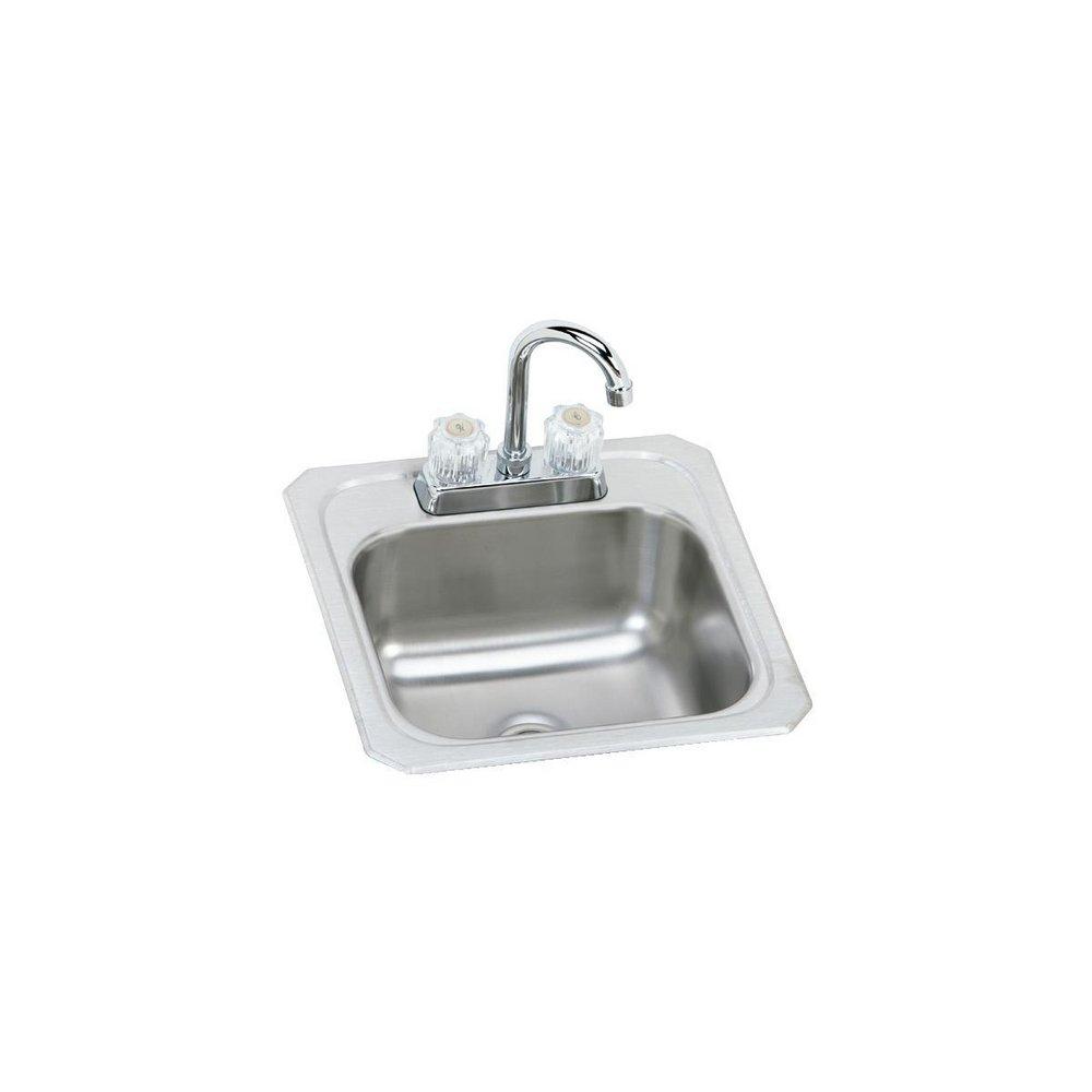 Elkay Brushed Satin 15 x 15 in. 2 Hole Drop-in Stainless Steel Bar Sink 