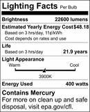SATCO Cool White ED37 HID Light Bulb with Mogul Base 