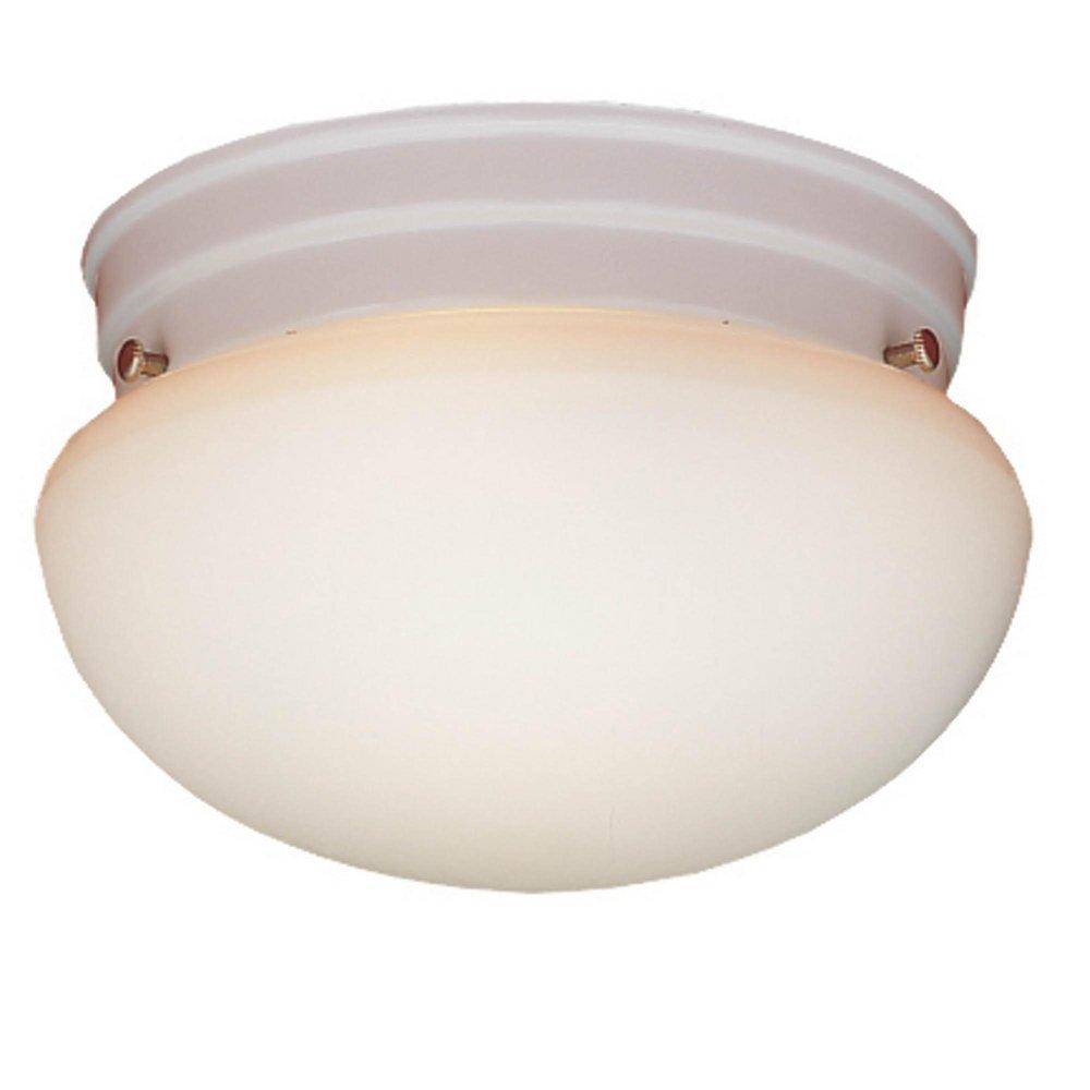 Thomas Lighting Matte White 5-1/2 x 9-1/2 in. 60 W 2-Light Medium Flush Mount Ceiling Fixture with Etched Glass 