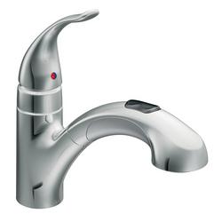 Single Handle Pull Out Kitchen Faucet in Polished Chrome