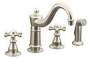1.8 gpm Double 6-Prong Handle Deckmount Kitchen Sink Faucet Column Spout 3/8 in. Flexible Connection in Vibrant Brushed Nickel