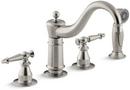 1.5 gpm Double Lever Handle Deckmount Kitchen Sink Faucet Column Spout 3/8 in. Flexible Connection in Vibrant Brushed Nickel