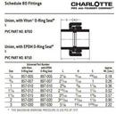1 in. PVC Schedule 80 Union with Viton O-Ring
