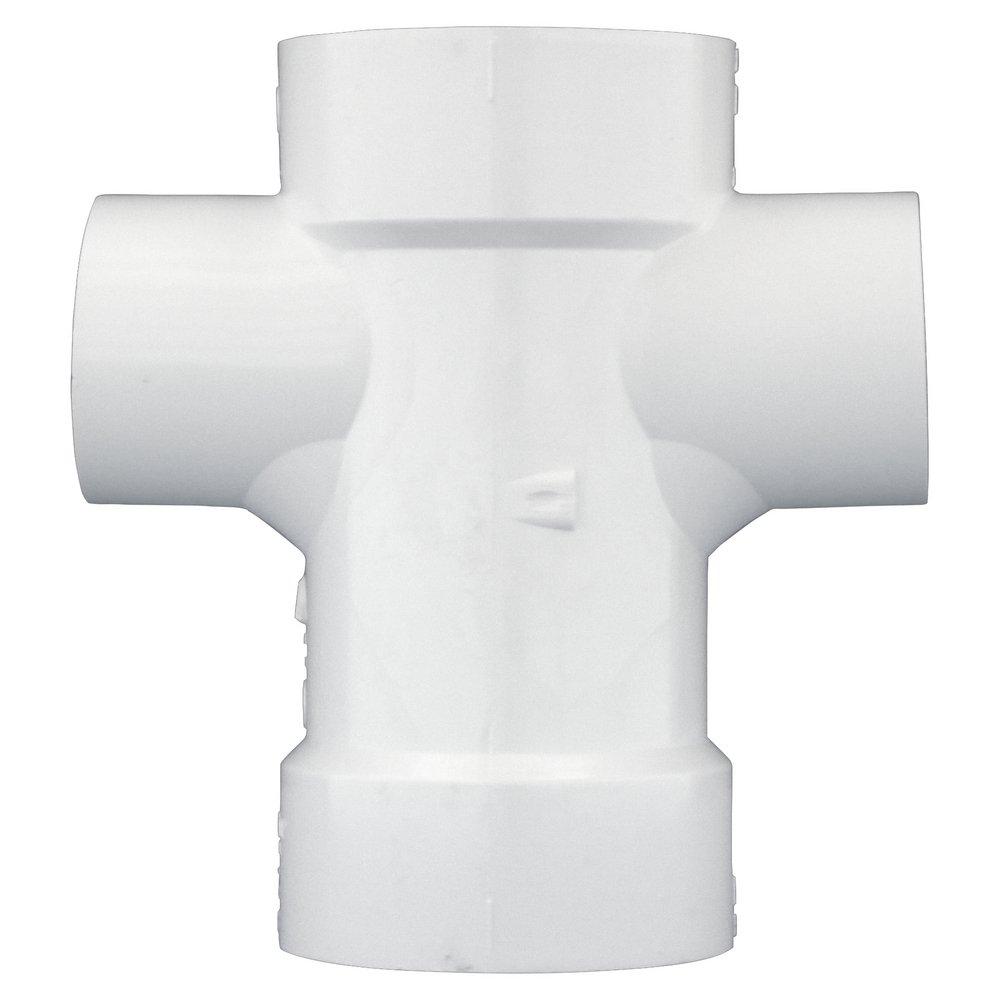 White PVC DWV Sanitary Tee with 2 