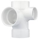 White PVC DWV Sanitary Tee with 2 
