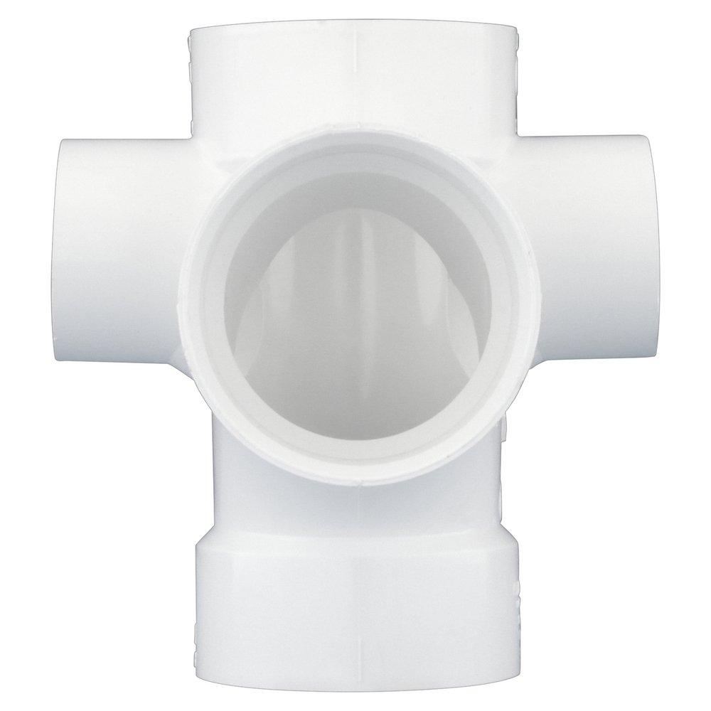 White PVC DWV Sanitary Tee with 2 