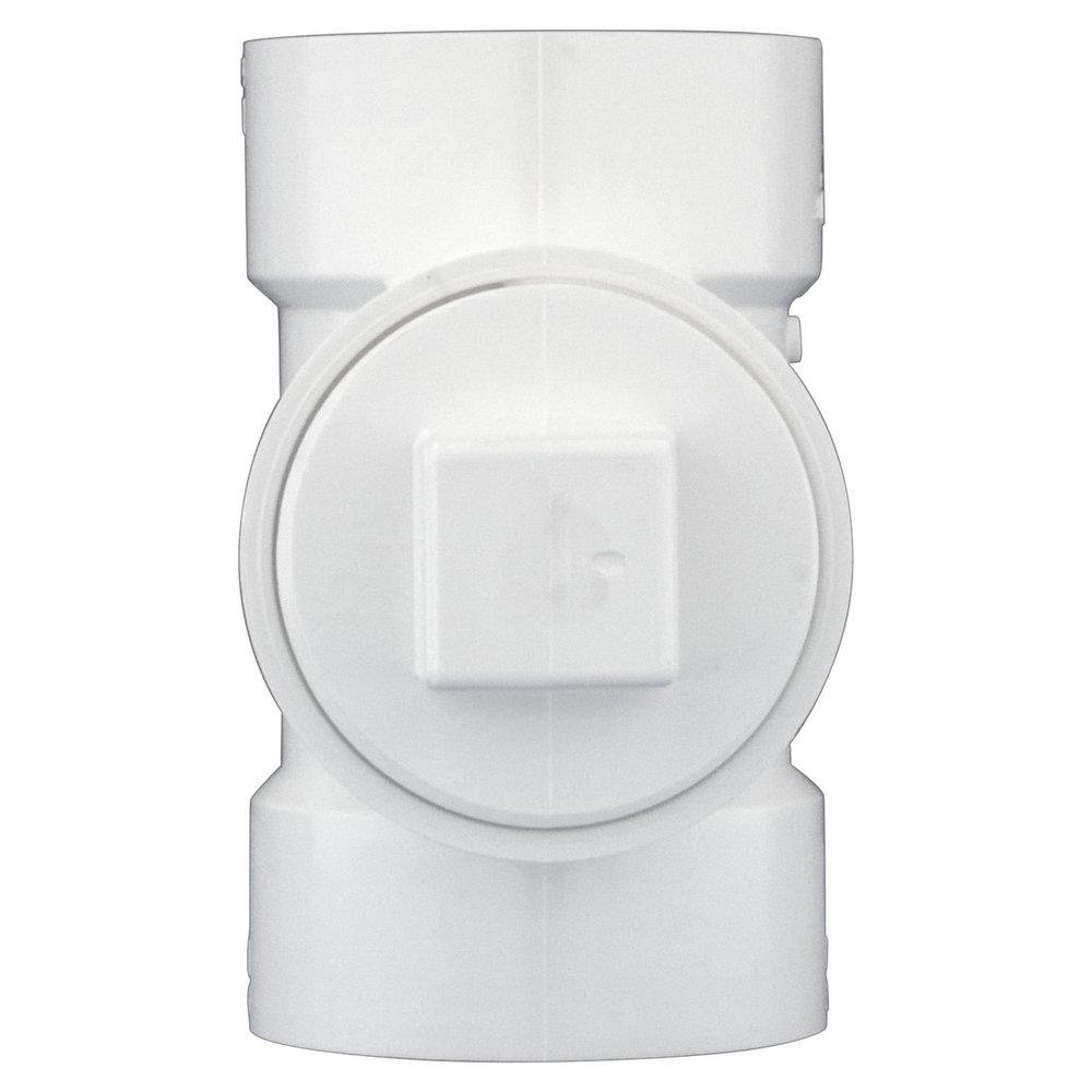 White Hub x FPT Straight, DWV and Test Schedule 30 PVC Tee with Plug 