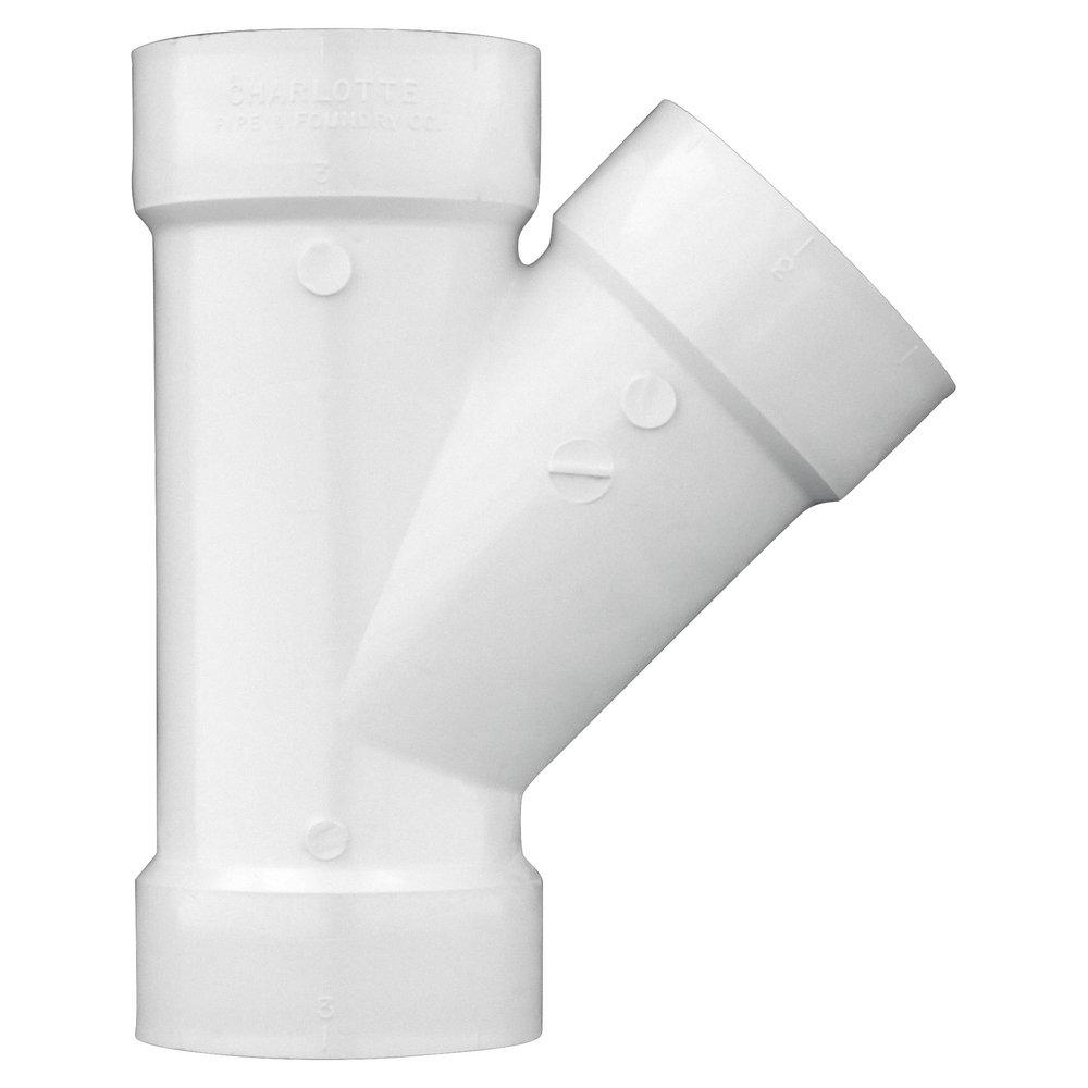 White PVC DWV Wye with 2 