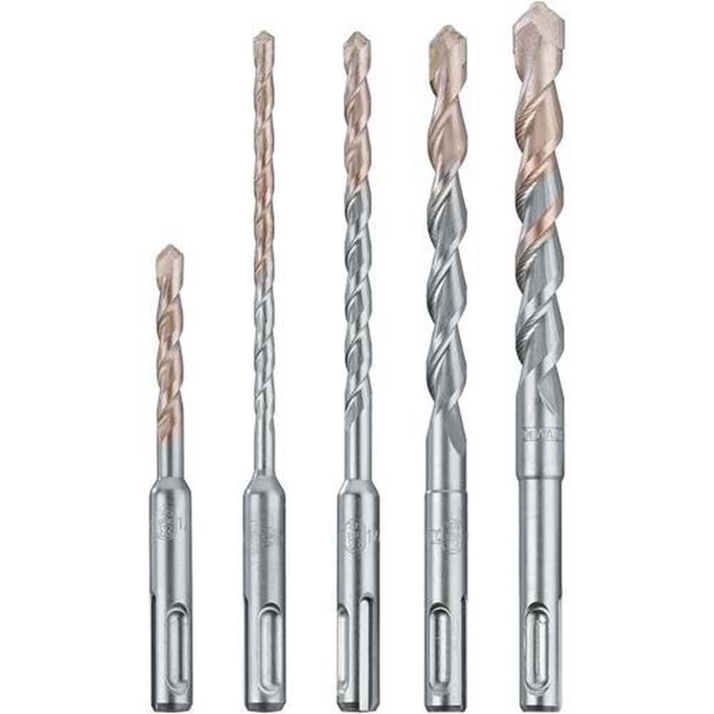 DEWALT Black 1/4 in, 3/16 in, 3/8 in, 1/2 in. SDS-Plus Masonry 5 Piece 