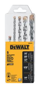 DEWALT Black 1/4 in, 3/16 in, 3/8 in, 1/2 in. SDS-Plus Masonry 5 Piece 
