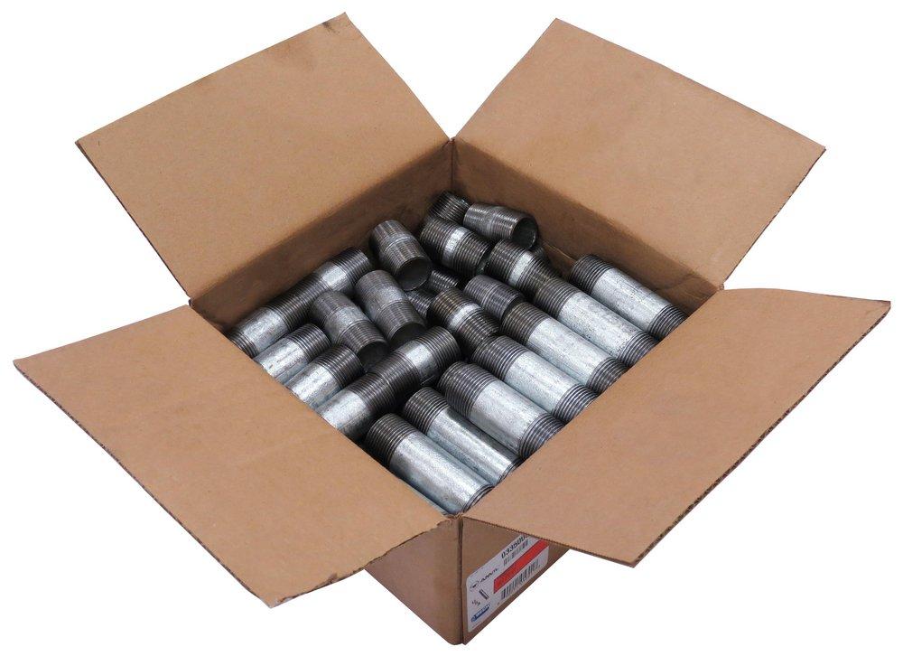 NPT Schedule 40 Standard Domestic Galvanized Welded Steel Nipple (Pack of 6, Case of 10 Packs) 