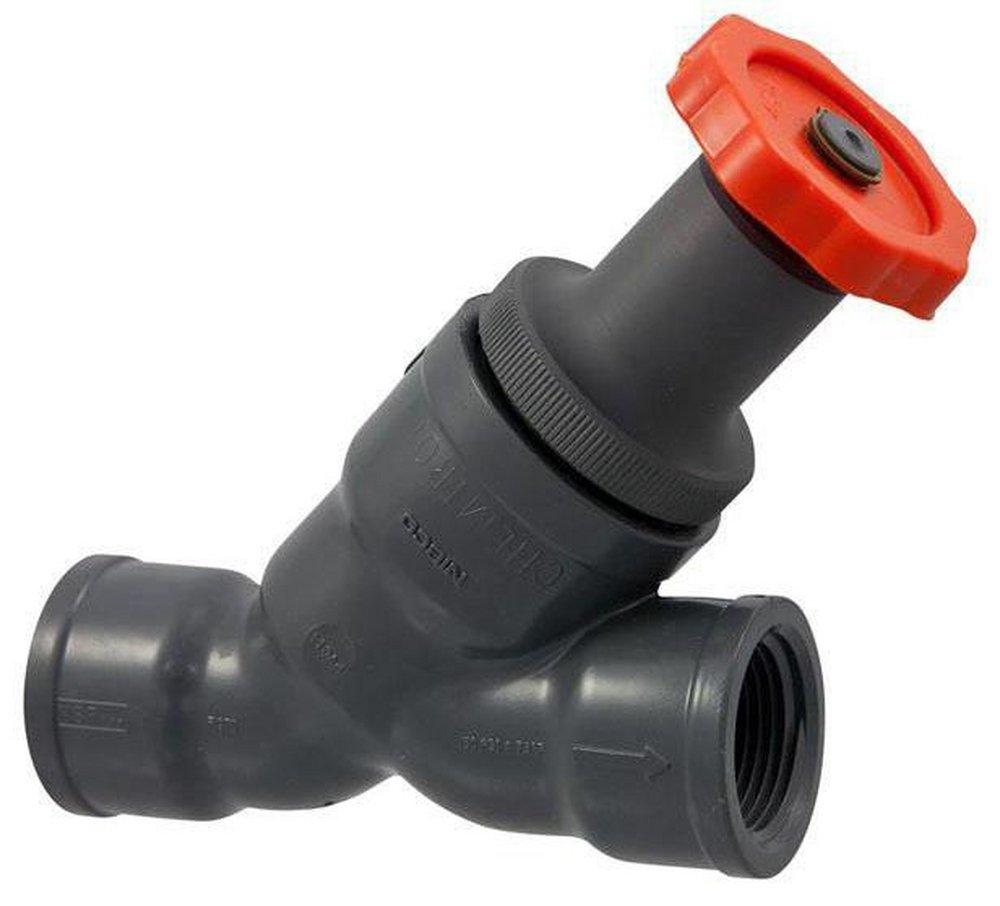 1 PVC Threaded Wye Pattern Globe Valve 