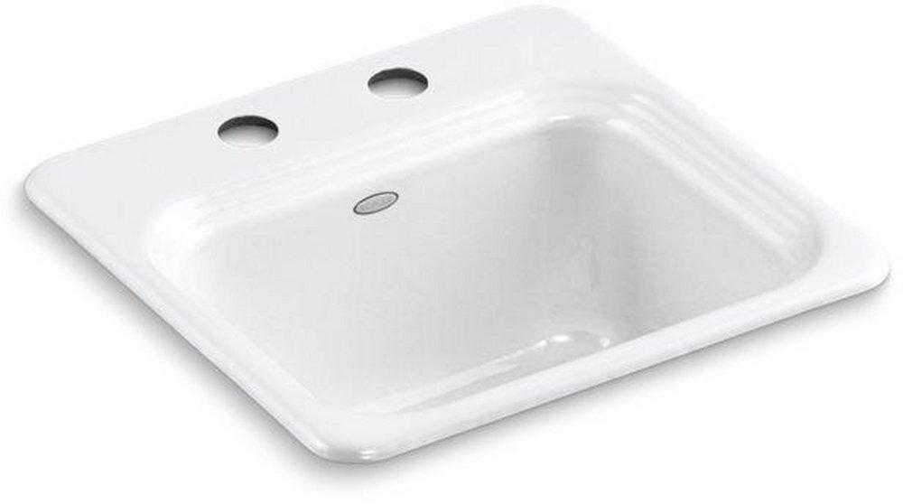KOHLER White 2 Hole Top Mount Single Bowl Bar Sink 