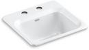 KOHLER White 2 Hole Top Mount Single Bowl Bar Sink 