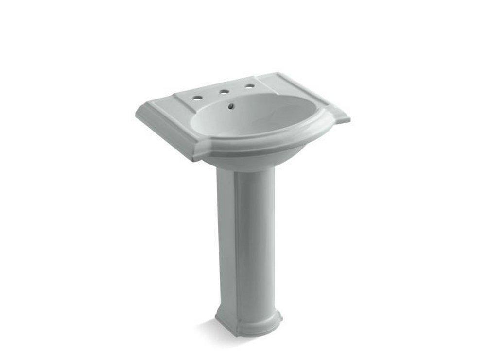 KOHLER Ice&trade; Grey 3-Hole Bathroom Oval Lavatory Sink with 8 in. Faucet Centerset and Rear Drain 