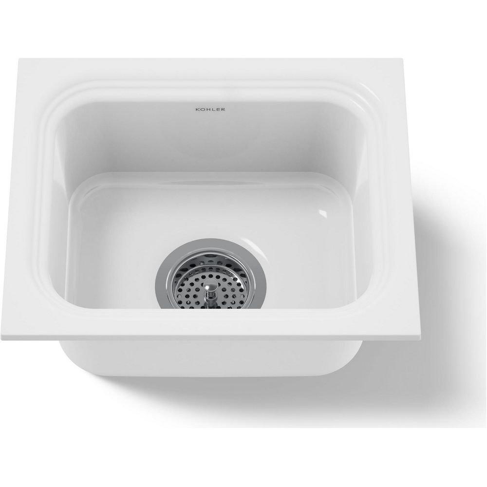 KOHLER White 15 x 12-3/8 in. Undermount Cast Iron Bar Sink 