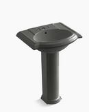 KOHLER Thunder&trade; Grey 3-Hole Bathroom Oval Lavatory Sink with 4 in. Faucet Centerset and Center Drain 