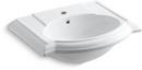 24-1/8 in. Rectangular Vitreous China Pedestal Bathroom Sink in White