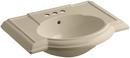 3-Hole Bathroom Oval Lavatory Sink with 4 in. Faucet Centerset in Mexican Sand