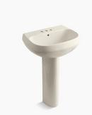 KOHLER Almond 3-Hole Bathroom Lavatory Sink with 4 in. Faucet Centerset 